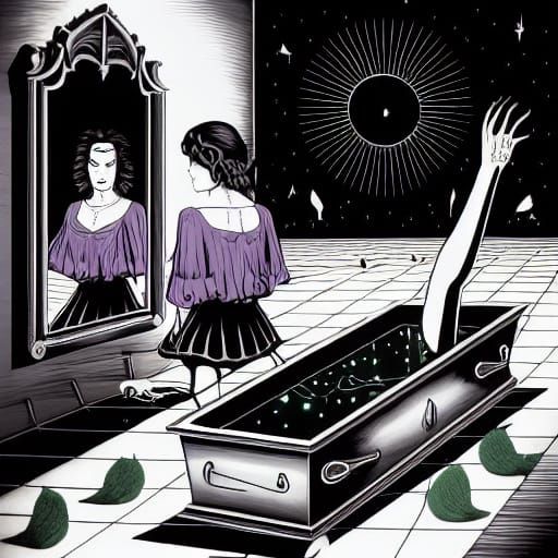 Mysterious Woman in Dark Academia Oil Painting