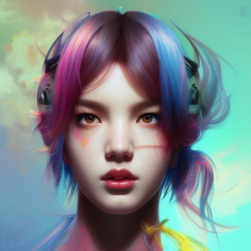 Lisa Blackpink in Y2K Acid Trip, Detailed Portrait