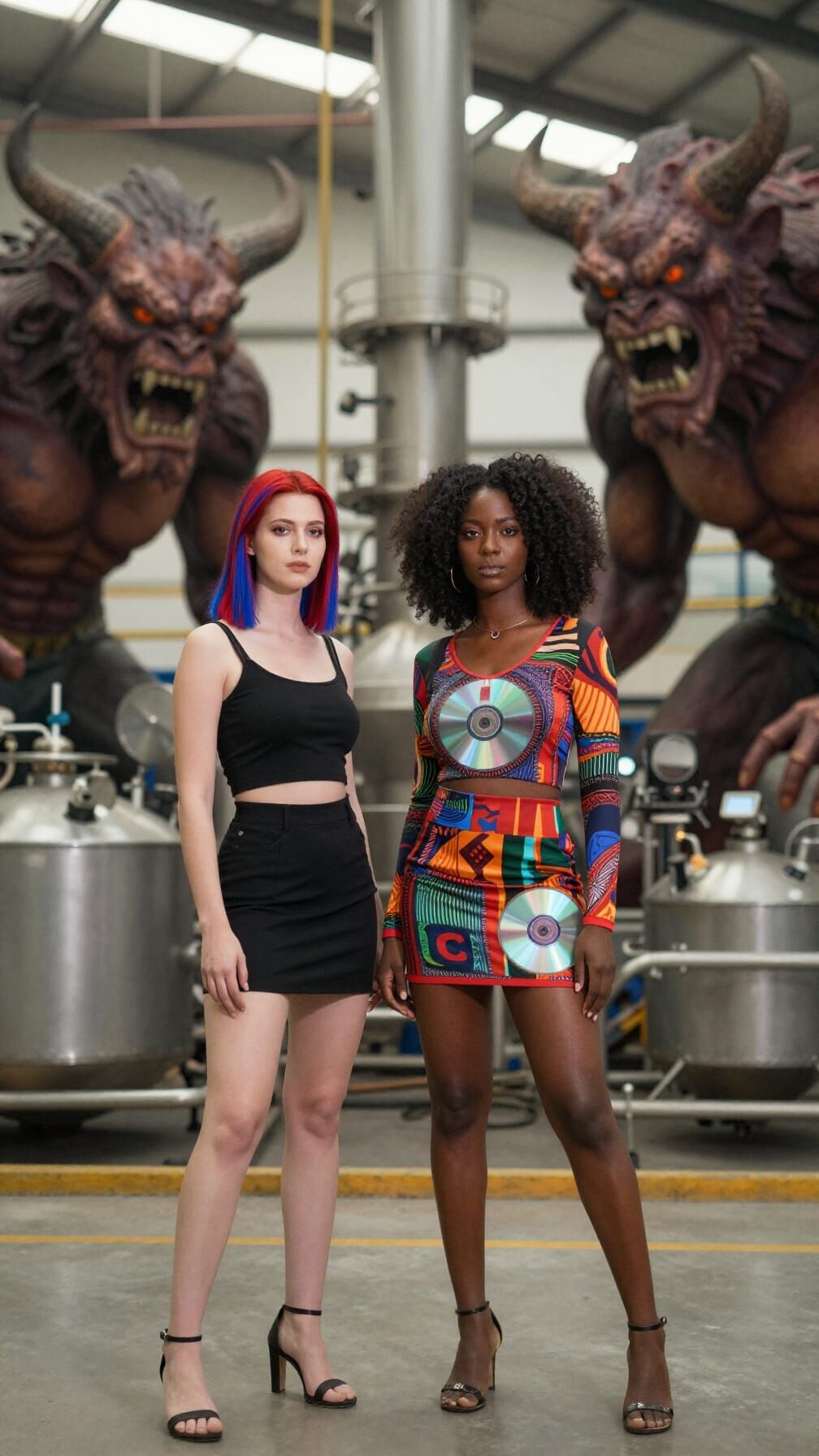 Women in Chemical Factory with Giant Furies