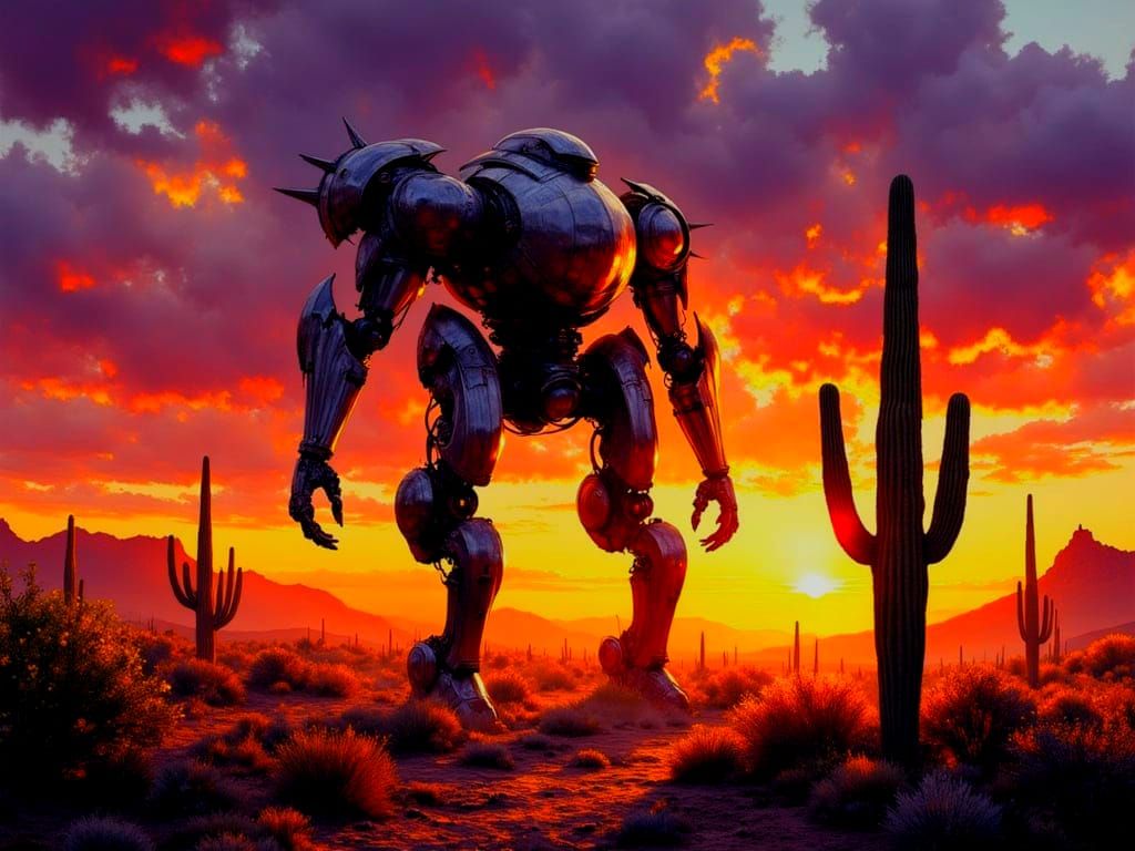 Vibrant Arizona Sunset in Futuristic Epic Landscape