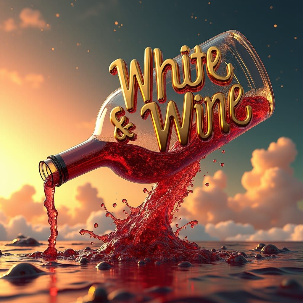 Wine Waterfall with Floating Metallic Message