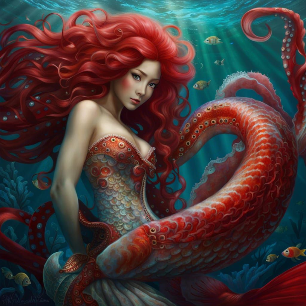 Hyperreal Mermaid in Underwater Fantasy Wonderland