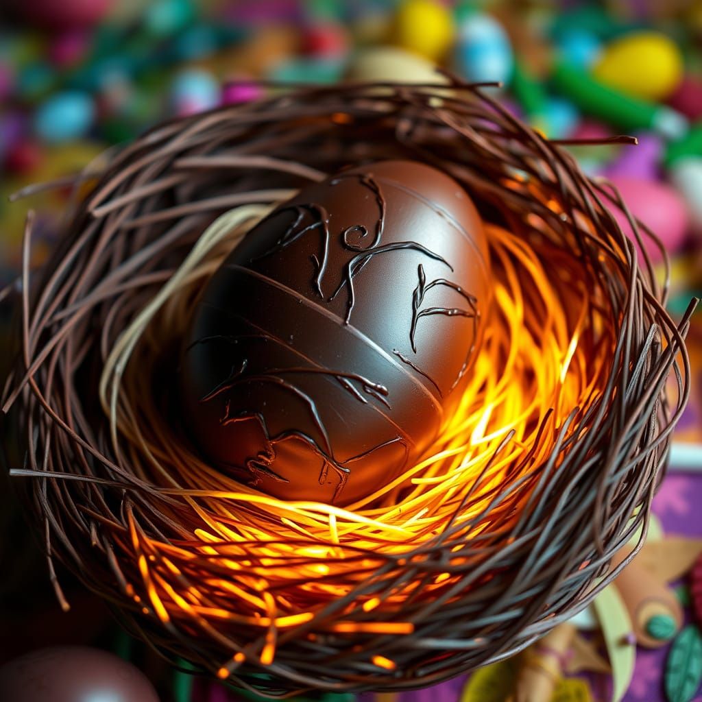 Easter Egg Nest in Vibrant Springtime Colors