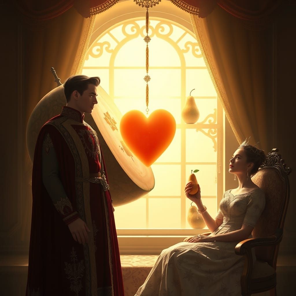 Surreal Heart in Melon with King and Queen