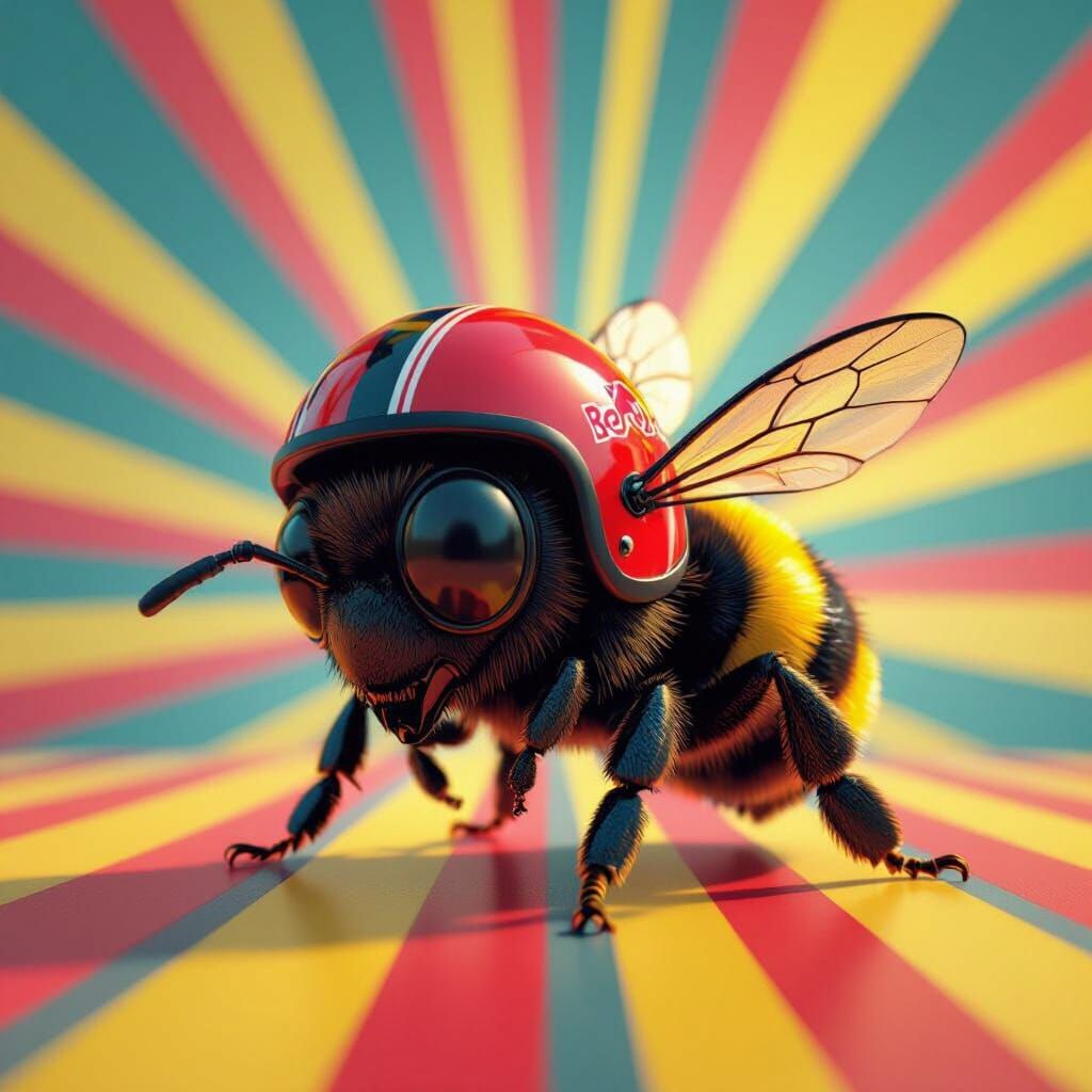 Sleepy Bumblebee's Buzz Wears Off: Pixar-Inspired 3D Render