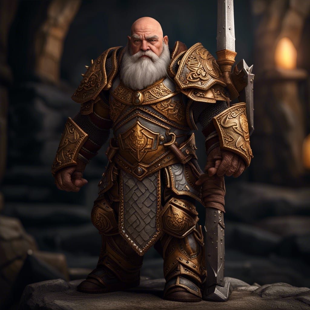 Elder Dwarf Paladin in Heavy Armor