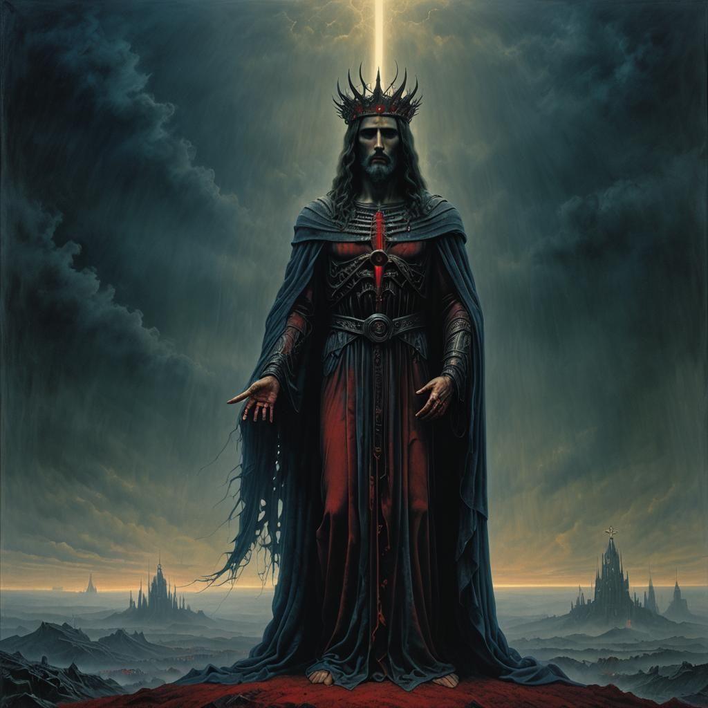 Eerie Jesus Portrait in Dark Fantasy Style