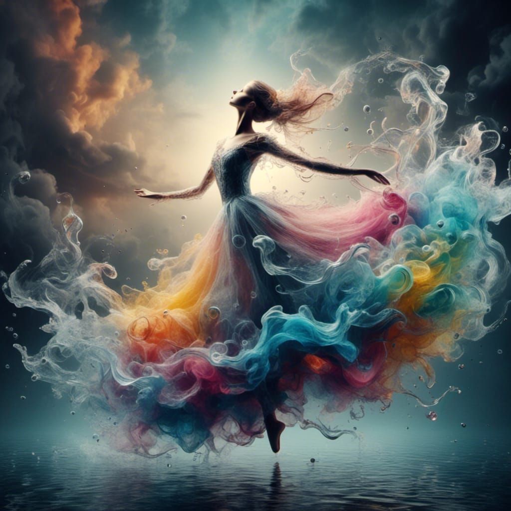 Colorful Non-Newtonian Fluid Lake with Ballerina