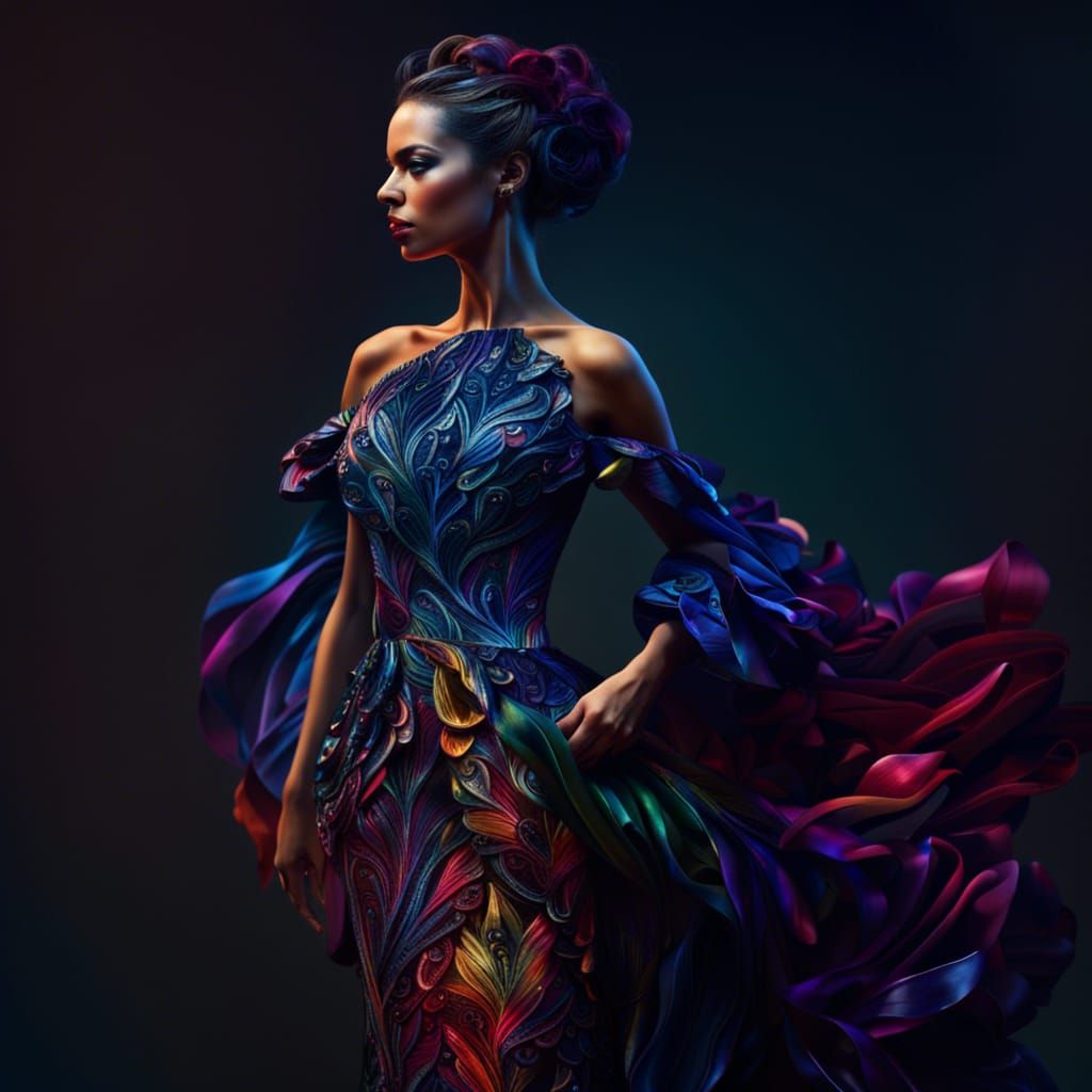 Haute Couture Gown in Hyper-Realistic Detail