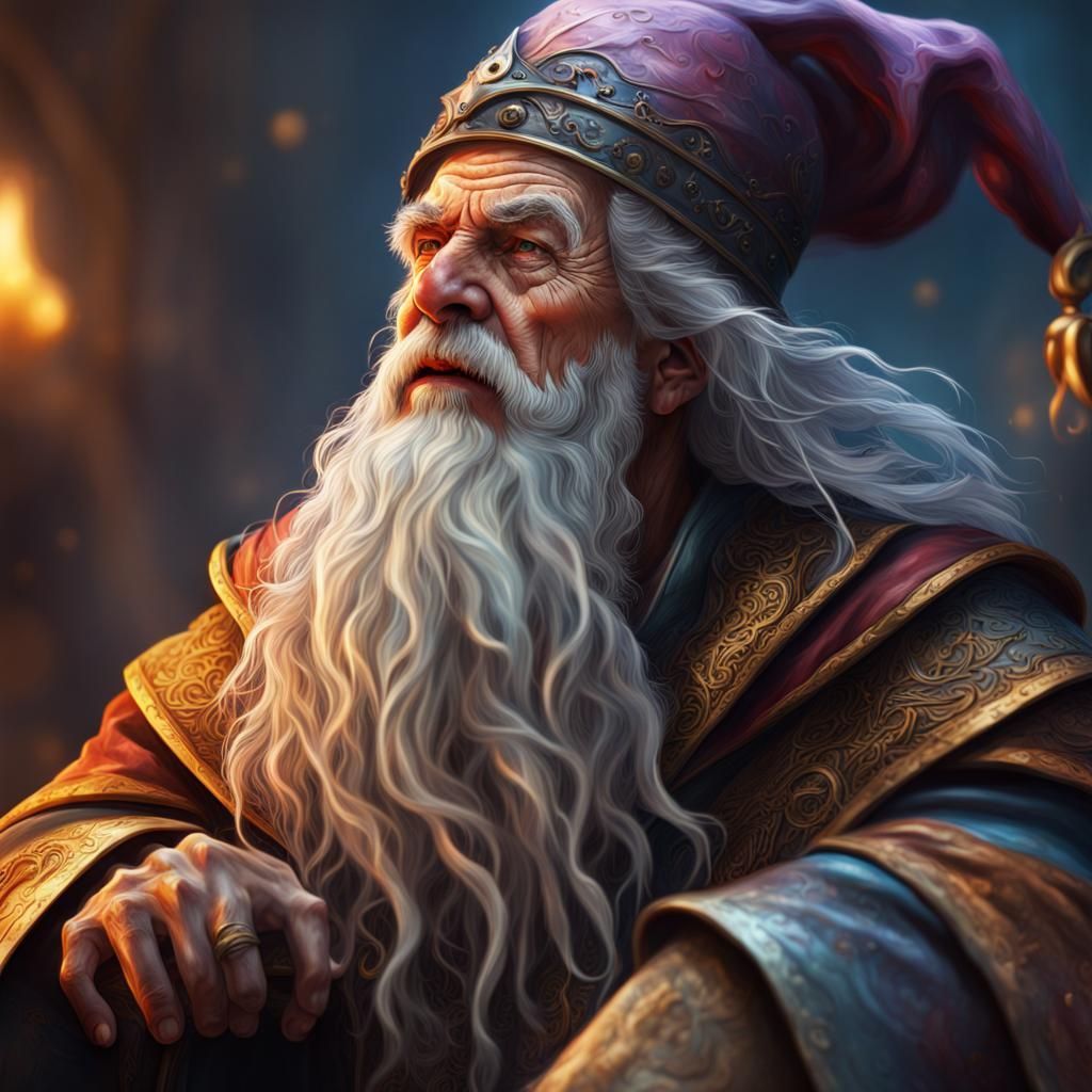 Hyperrealistic Old Wizard King Portrait