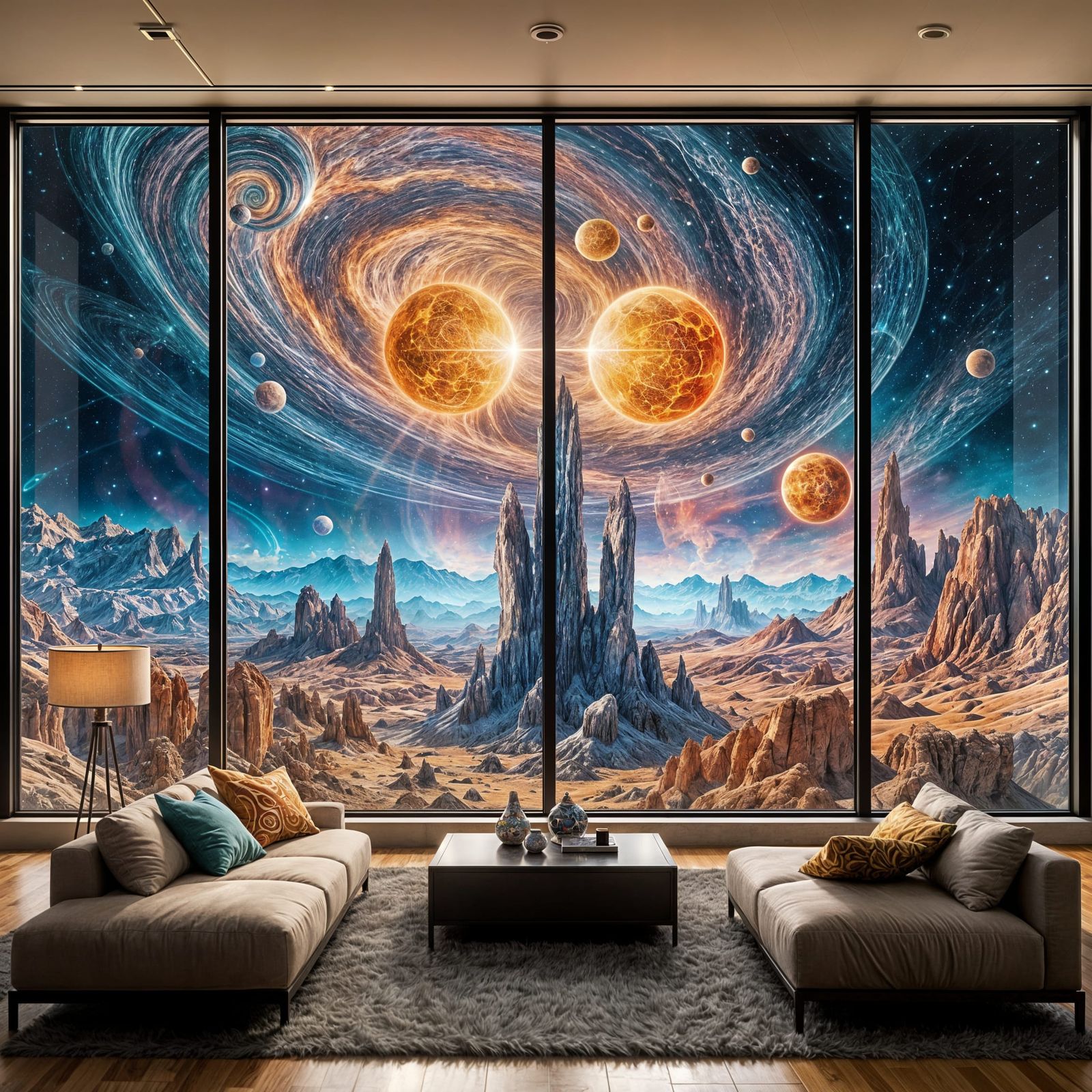 Alien Landscape View in Alex Grey's Style