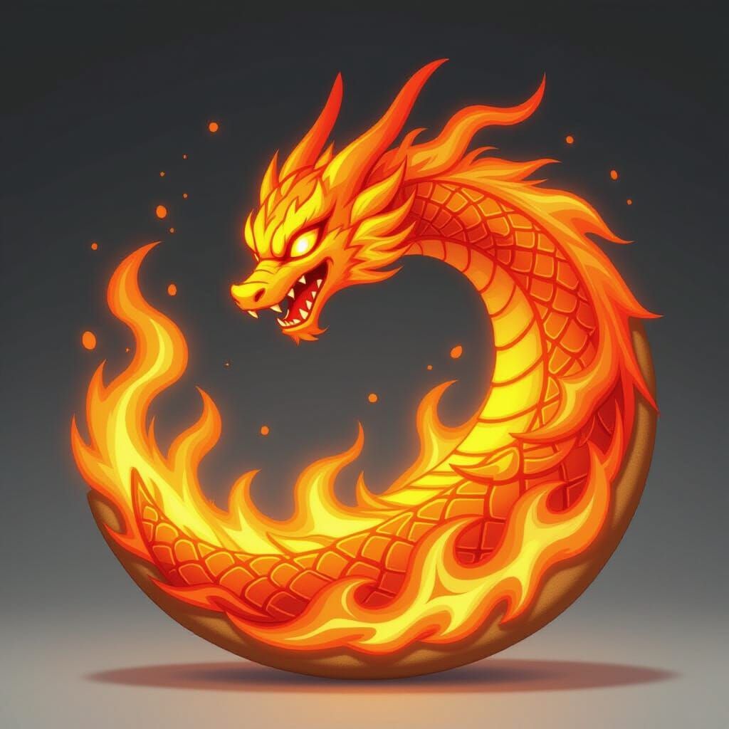 Fiery Anime Spirit Cookie with Swirling Flames
