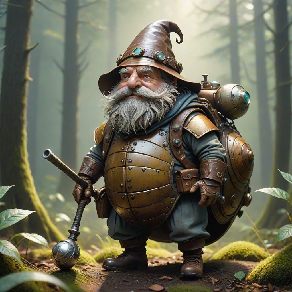 an ultra-detailed ultra-realistic macro photo of a very cute tiny man, looks like a dwarf, with a shaggy gray beard, wri...