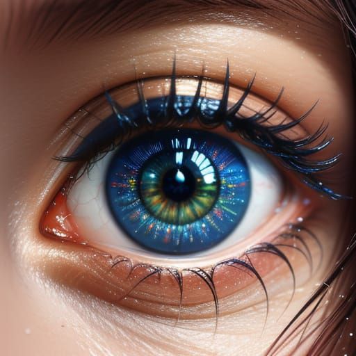 Woman's Glistening Tears: Hyperrealistic Digital Art