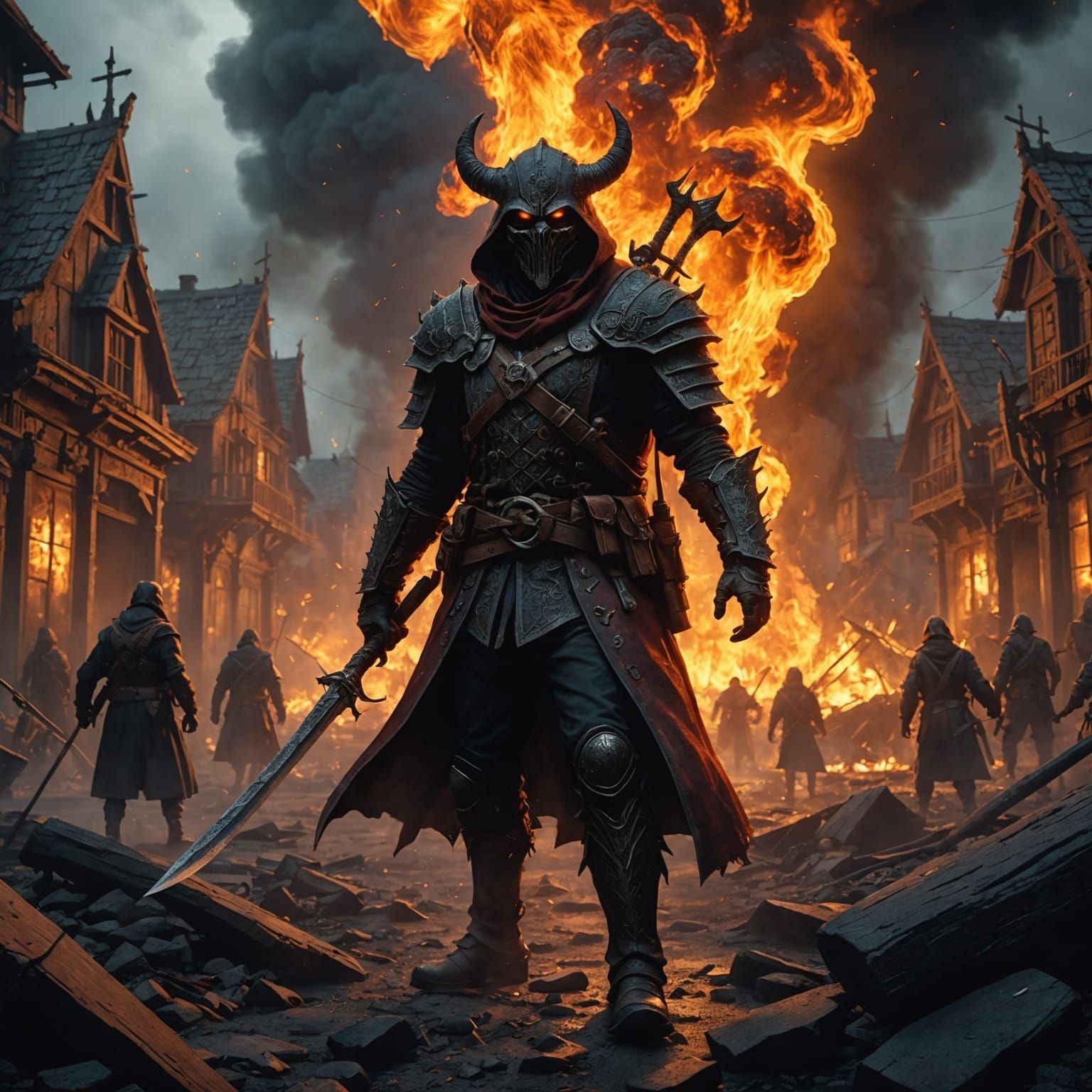 Terrifying Fiery Evil Rabbit: Dark Fantasy Art