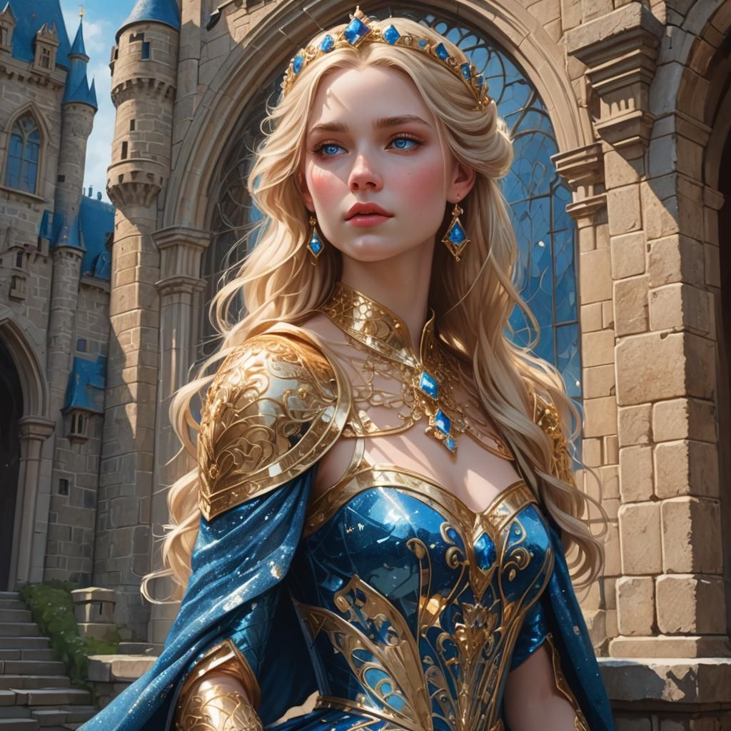 Glittering Princess Portrait in Art Nouveau Style