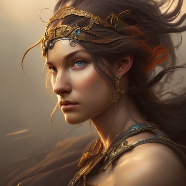 Hyperdetailed Portrait of a Dawn Warrior Princess