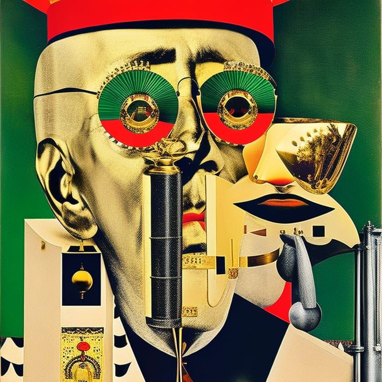 Laurentius Tenderenda, carnival of fools, dada, surreal, by artist “Raoul Hausmann,” sharp focus, deep focus, crisp, cle...