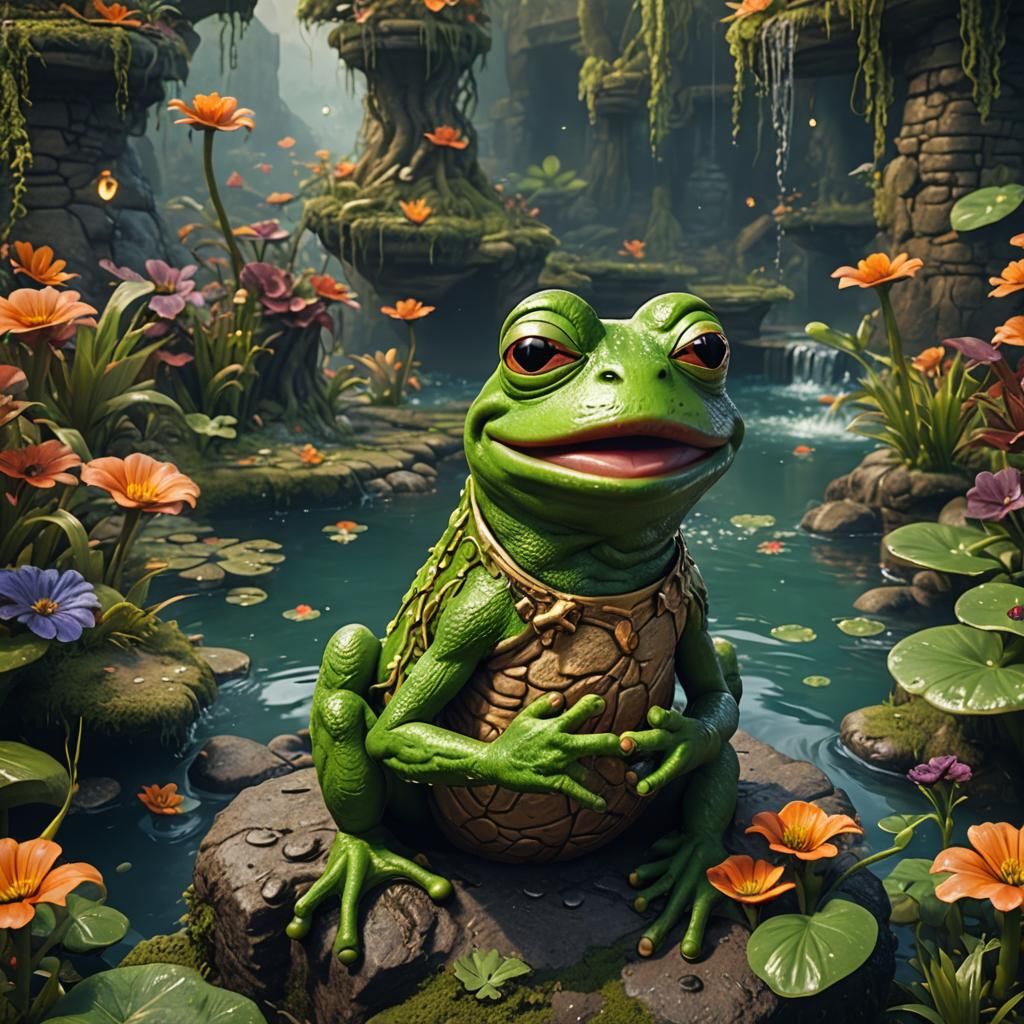 Detailed Matte Painting of Pepe the Frog