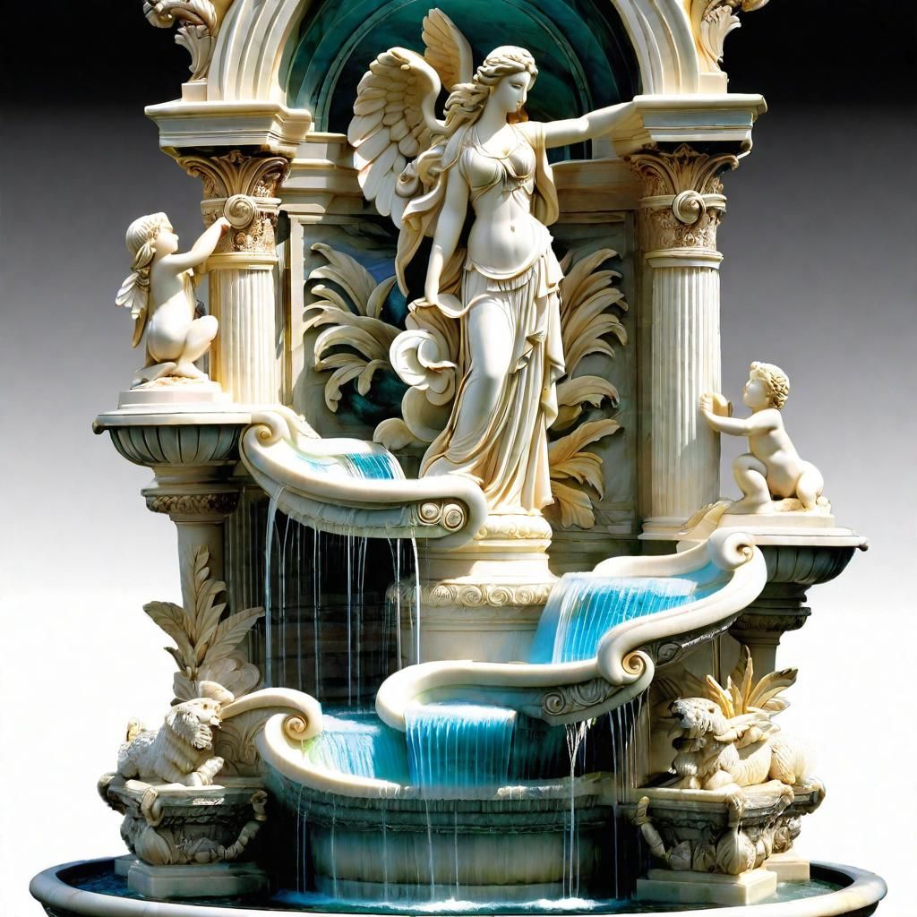 Elegant Marble Fountain of Ancient Myths