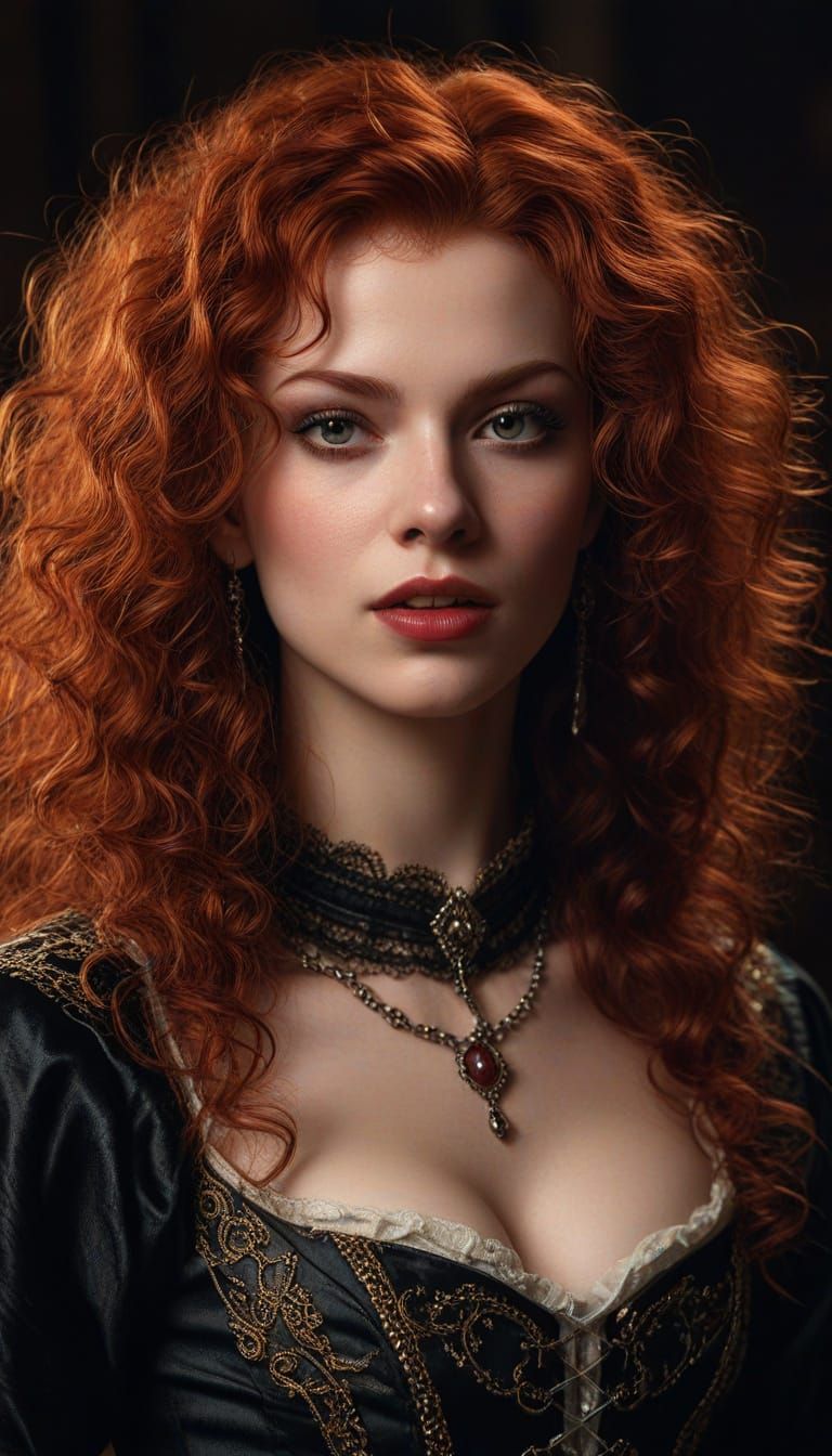 17th Century Vampiress with Red Hair Portrait