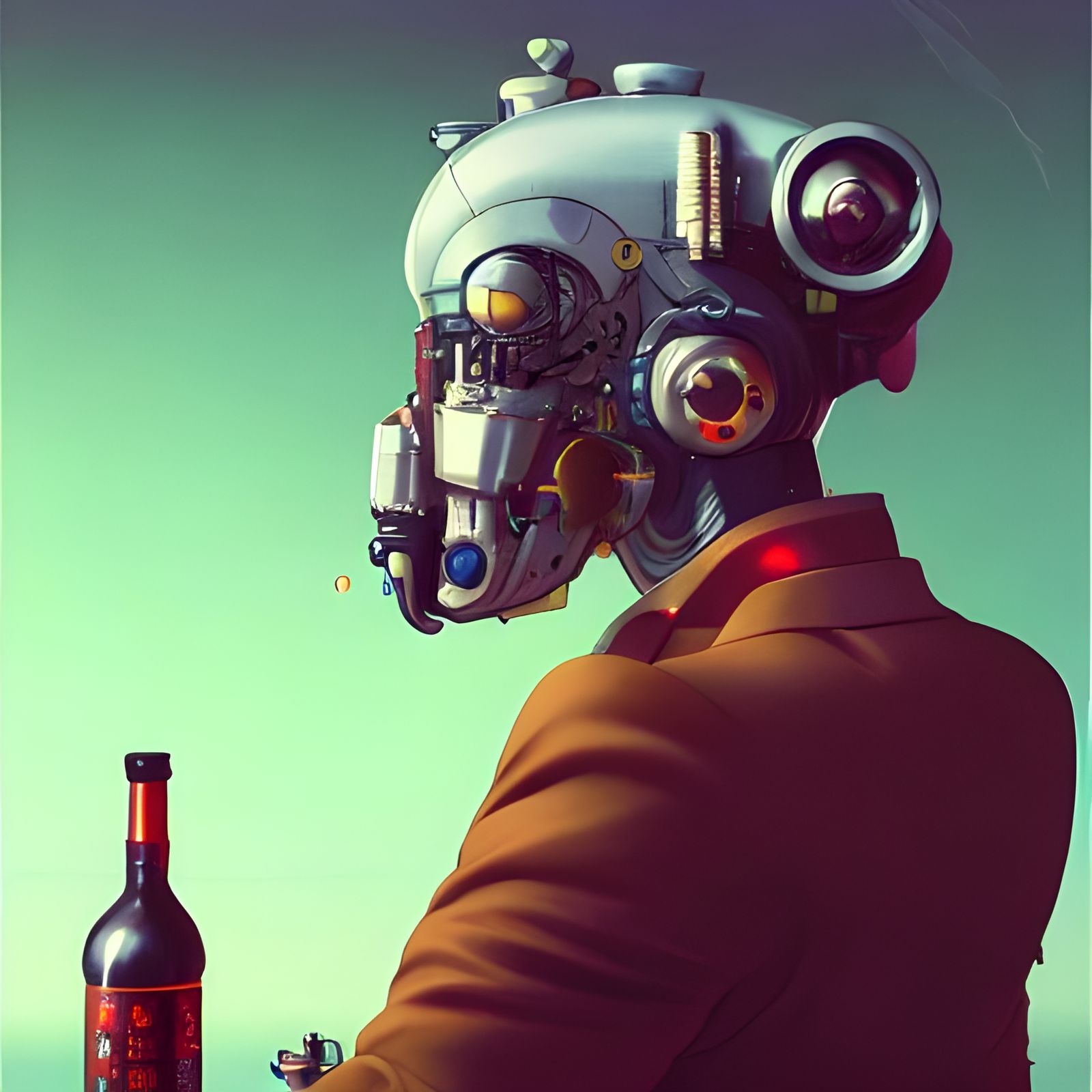 Cyborg Bartender: 3D Rendering in Ukiyo-e Style