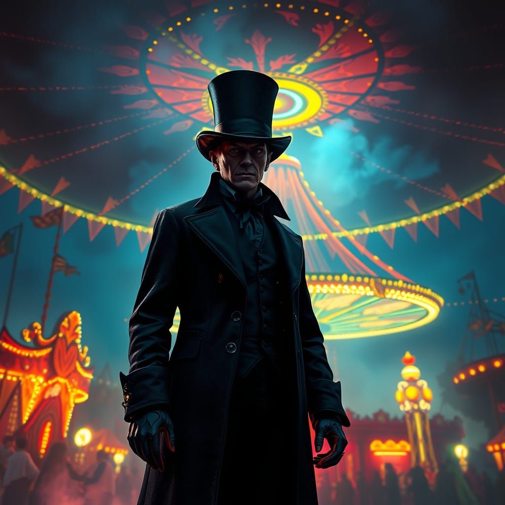 Mysterious Circus Ringmaster in Fantasy Concept Art Style