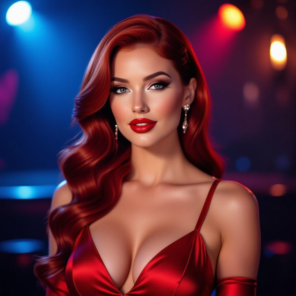 Jessica Rabbit Lookalike in Nightclub - Realistic Photo