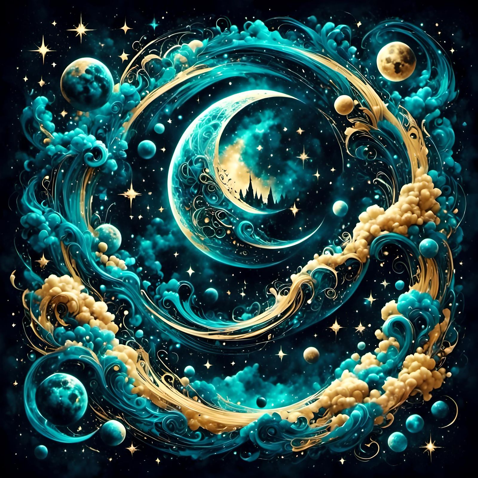 Cosmic Calligraphy Art in Outer Space Design