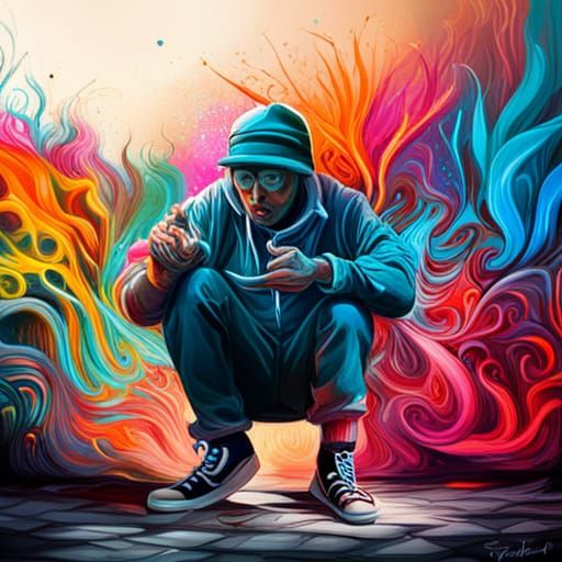 Colorful Graffiti Art of Spoonman in Street Art Style