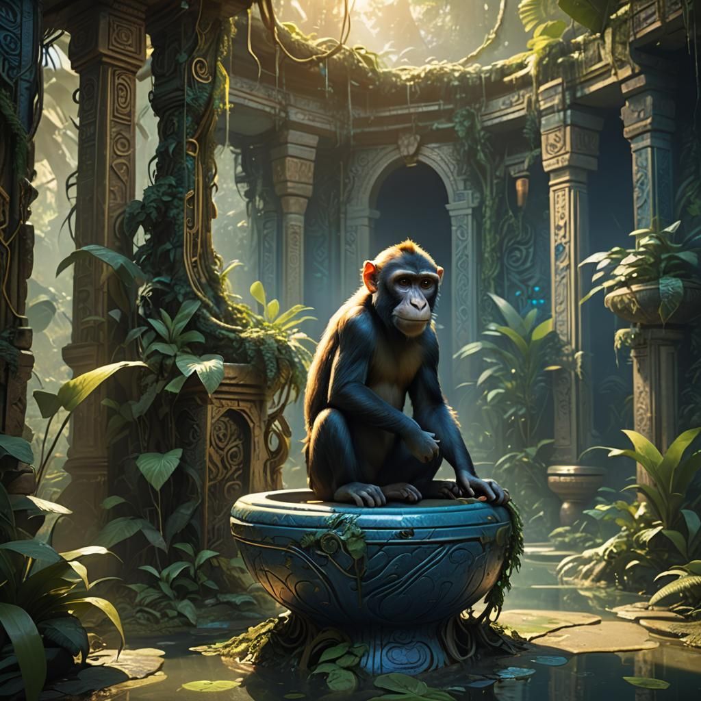 Monkey King on Jungle Throne