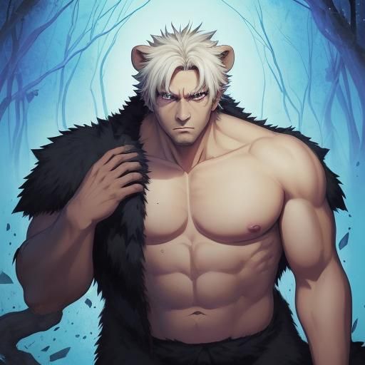 Black Bear Man in Anime Style