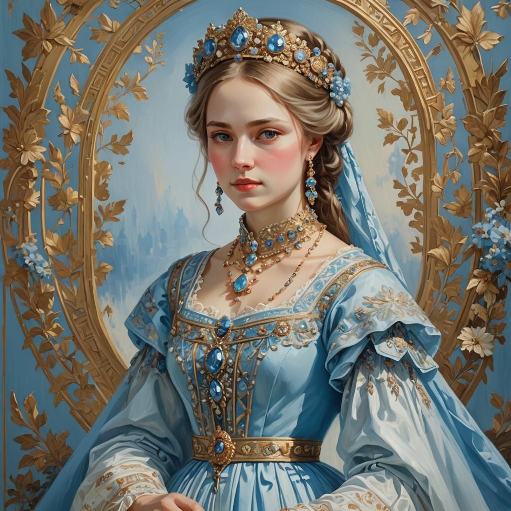 Russian Princess Portrait in Neoclassical Style