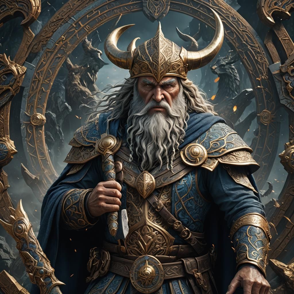 Odin Norse God in Detailed Matte Painting