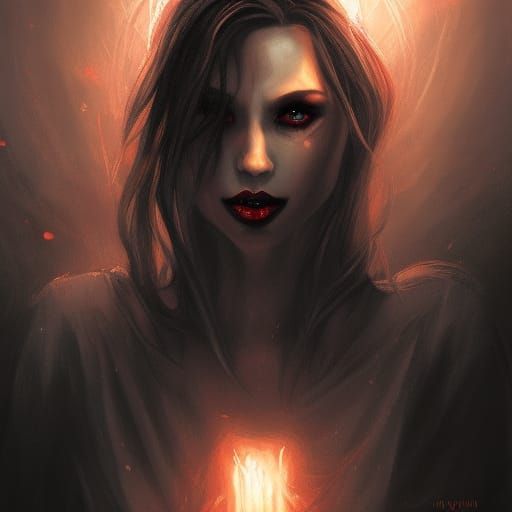 Vampire Goddess Portrait in Art Nouveau Style