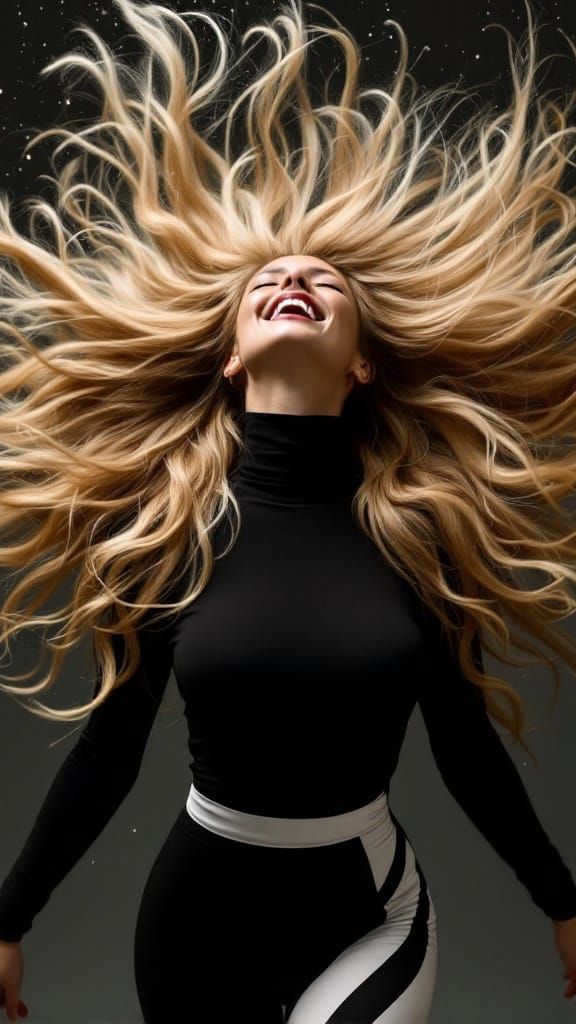Blonde Woman's Joyful Moment in Editorial Style