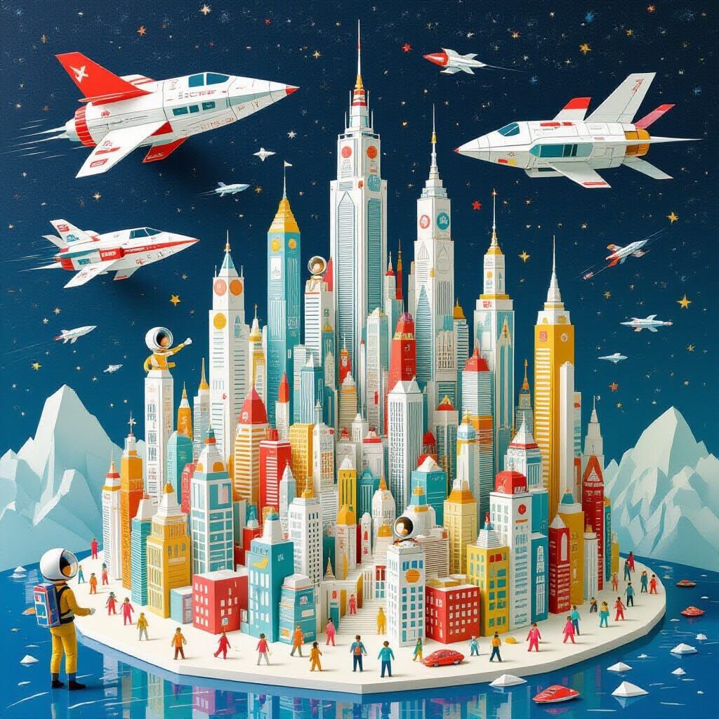 A pop-up book city..