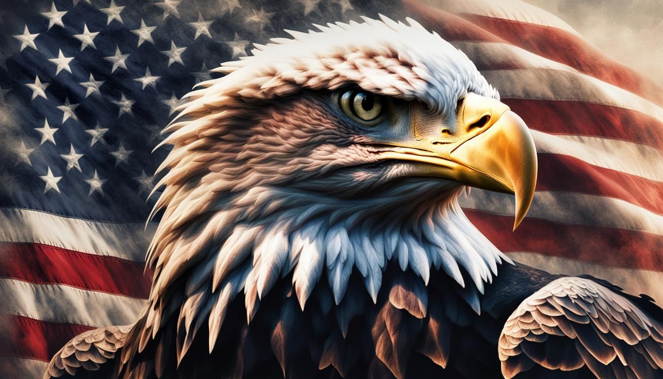 American Flag and Eagle Digital Painting
