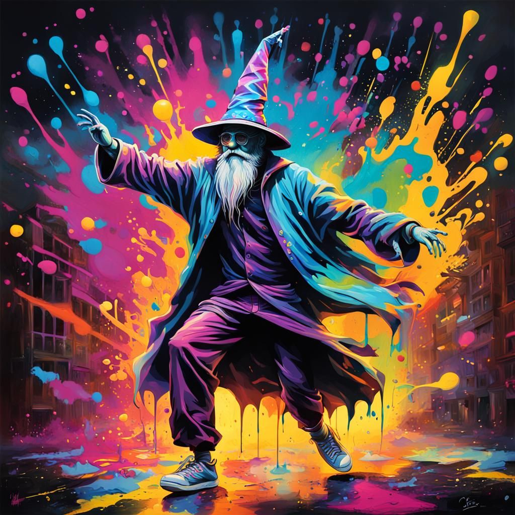 Wizard Dances in Rave: Graffiti Art Style