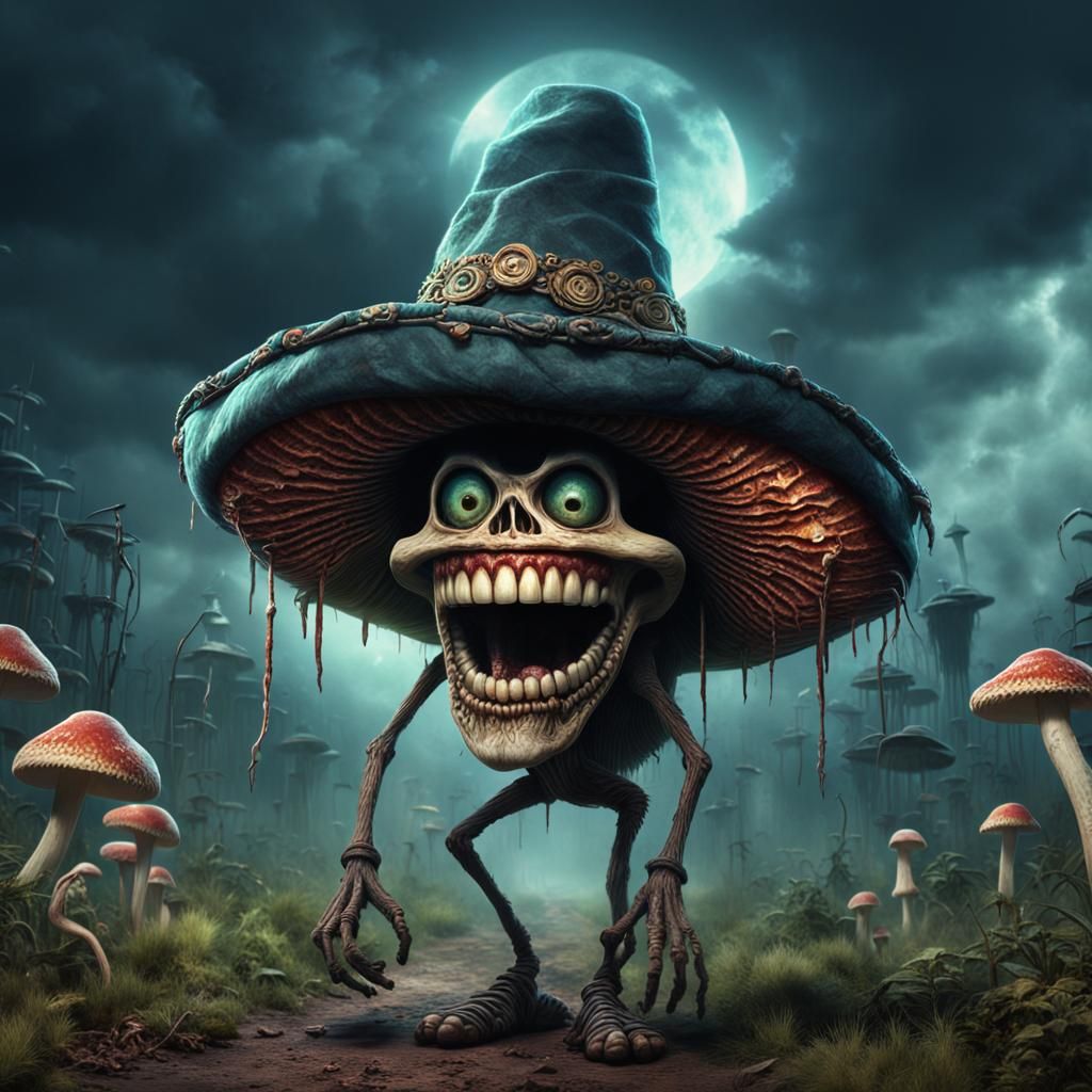 Hallucinogenic Mushroom Monster Eats People: Digital Matte P...