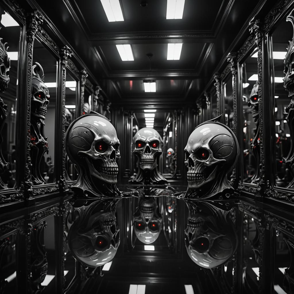 Demonic Entities Reflected in Gloomy Distortions