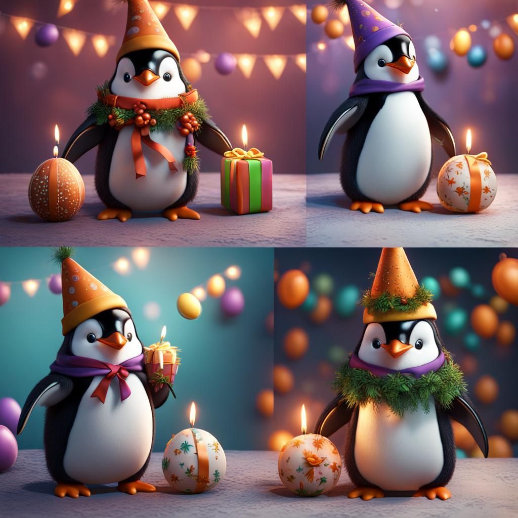 Penguin Celebrates Birthday, Easter, Halloween and Christmas