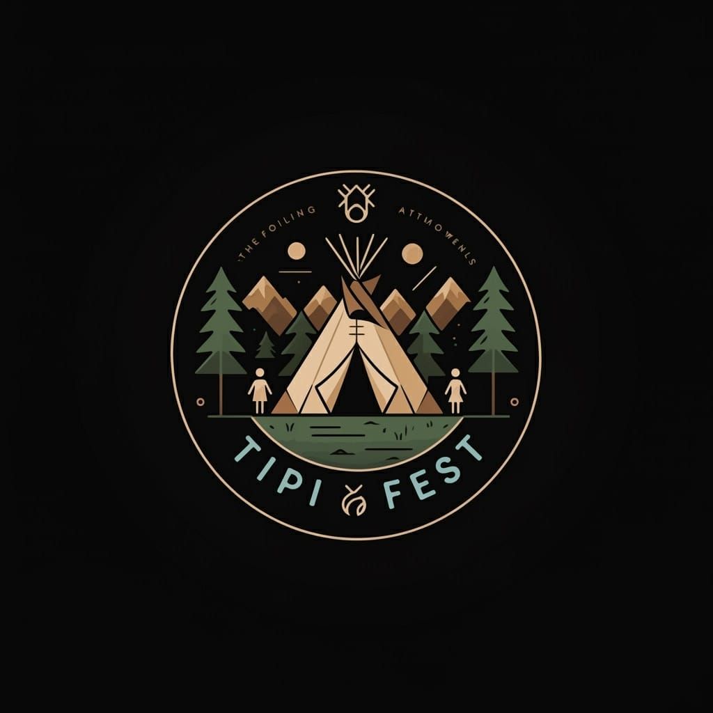 Minimalist Tipi Fest Logo in Fantasy Concept Art Style