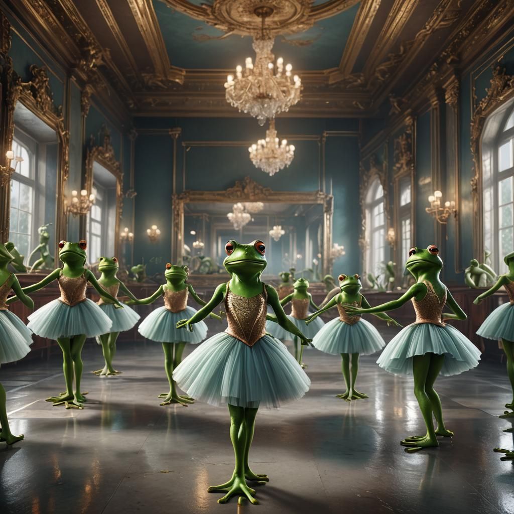 Frogs in Ballet Class: Detailed Matte Painting