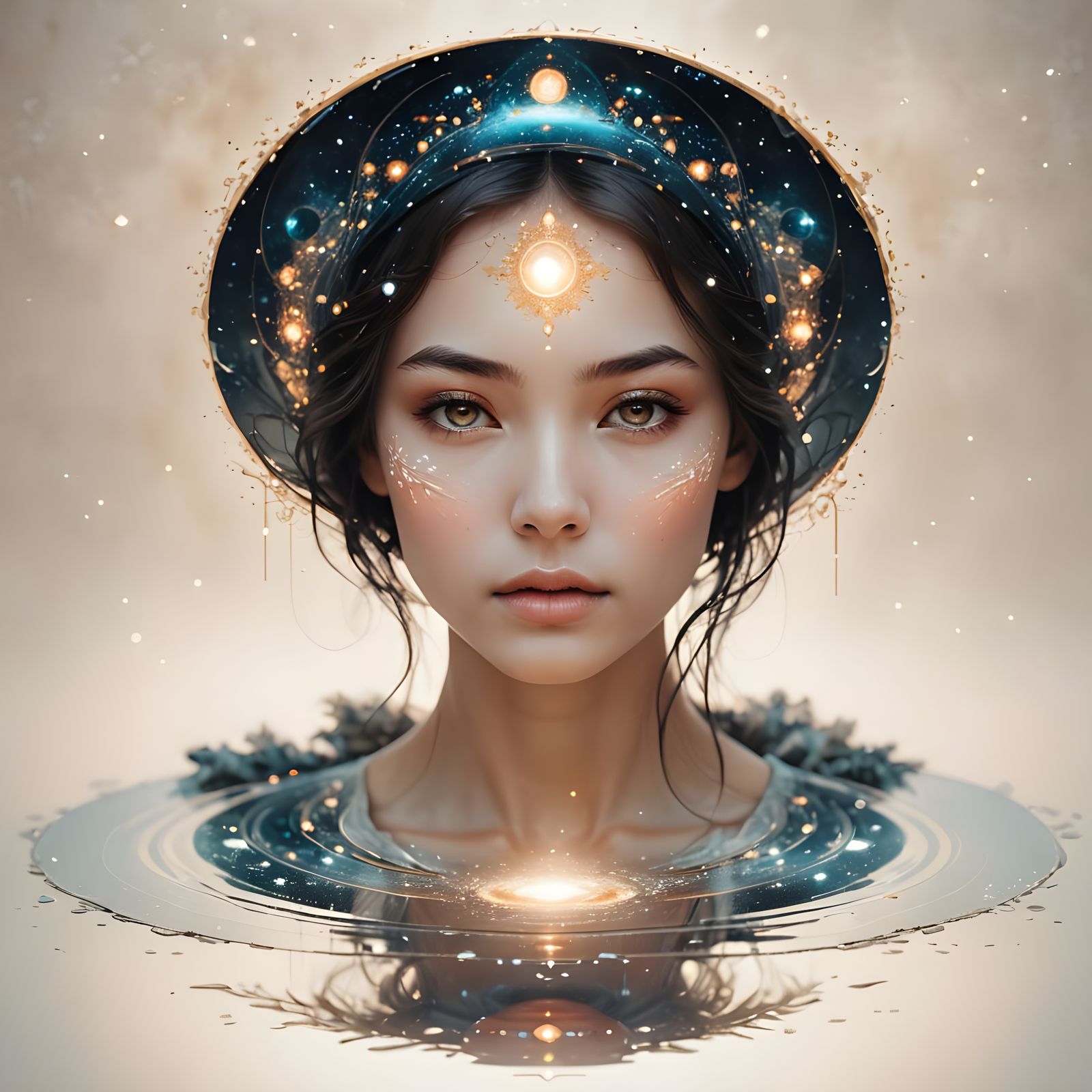 Cosmic Portal in Dreamy Reflections, Soft Focus, and Warm To...