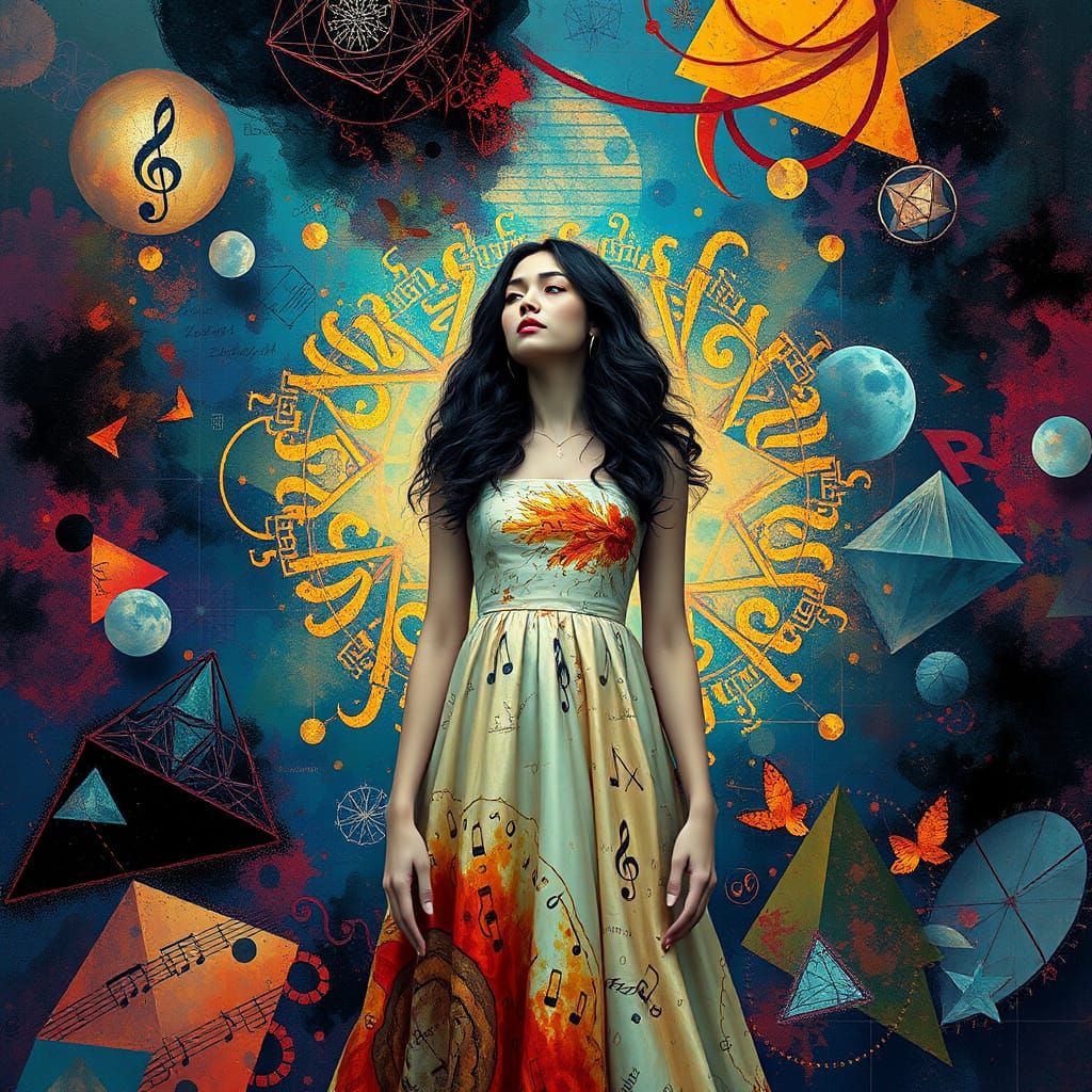 Woman in Mandelbrot Set: Hyper-Detailed Abstract Art