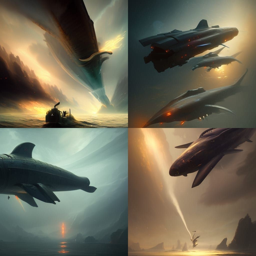 Angelic Submarine in Dark Fantasy Style