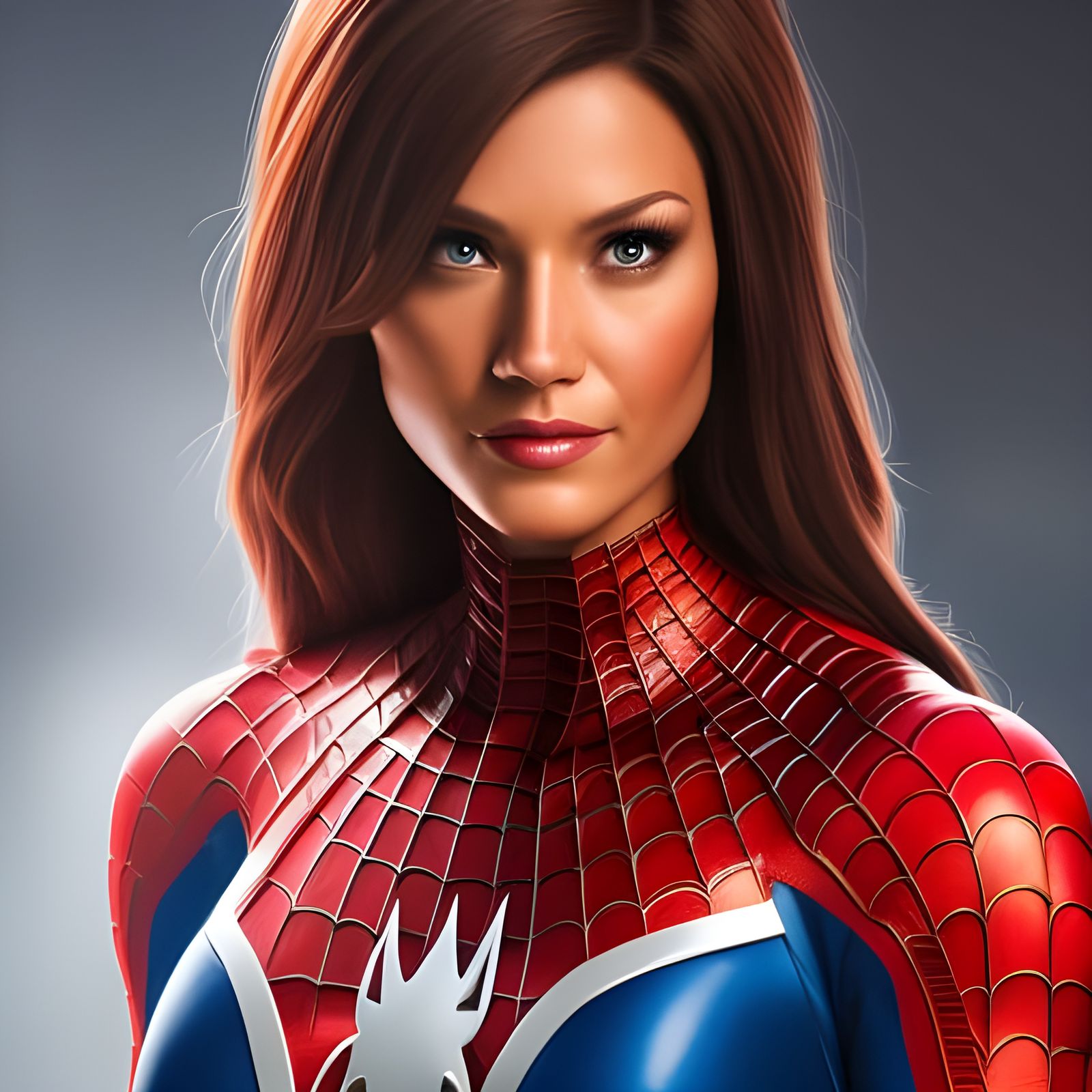 Mary Jane as Spiderwoman: Impasto Gouache Portrait