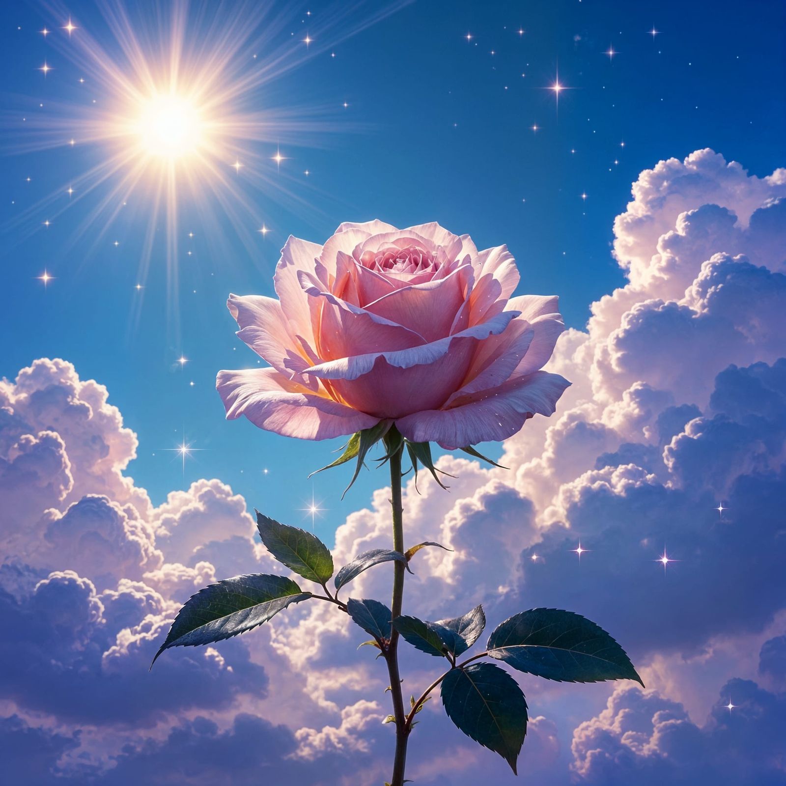 Glass Rose in Violet Sky: Digital Matte Painting