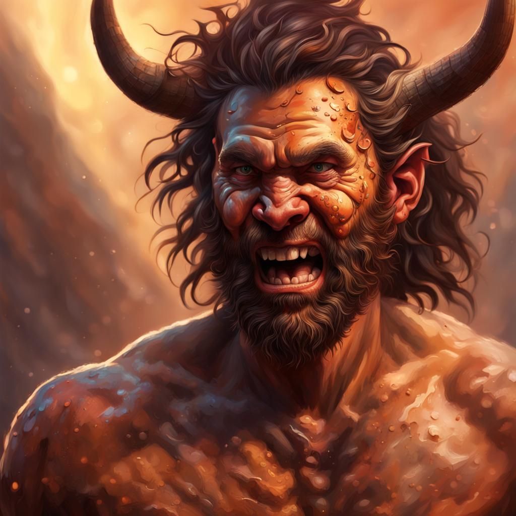 Hyperrealistic Cavemen with Horns and Fangs